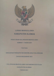 Peraturan Lurah Margoluwih Nomor 1 Tahun 2021 Tentang Anggaran Belanja Pendapatan Desa/Kalurahan (APBKal) Tahun Anggaran 2021