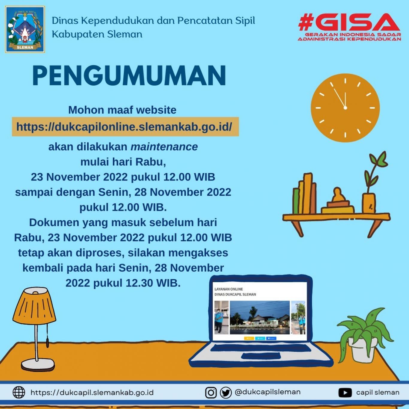PELAYANAN DUKCAPIL ONLINE MAINTENANCE