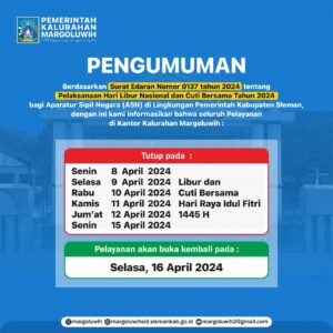 PENGUMUMAN LIBUR DAN CUTI BERSAMA HARI RAYA IDUL FITRI 1445 H