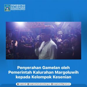 PENYERAHAN GAMELAN OLEH PEMERINTAH KALURAHAN MARGOLUWIH KEPADA KELOMPOK KESENIAN JATILAN