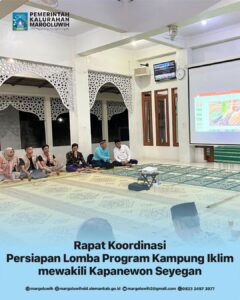 RAPAT KOORDINASI PERSIAPAN LOMBA PROGRAM KAMPUNG IKLIM (PROKLIM) PADUKUHAN MANDUNGAN I