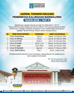 JADWAL PELAKSANAAN TARAWIH KELILING PEMERINTAH KALURAHAN MARGOLUWIH PADA RAMADHAN 1447 H